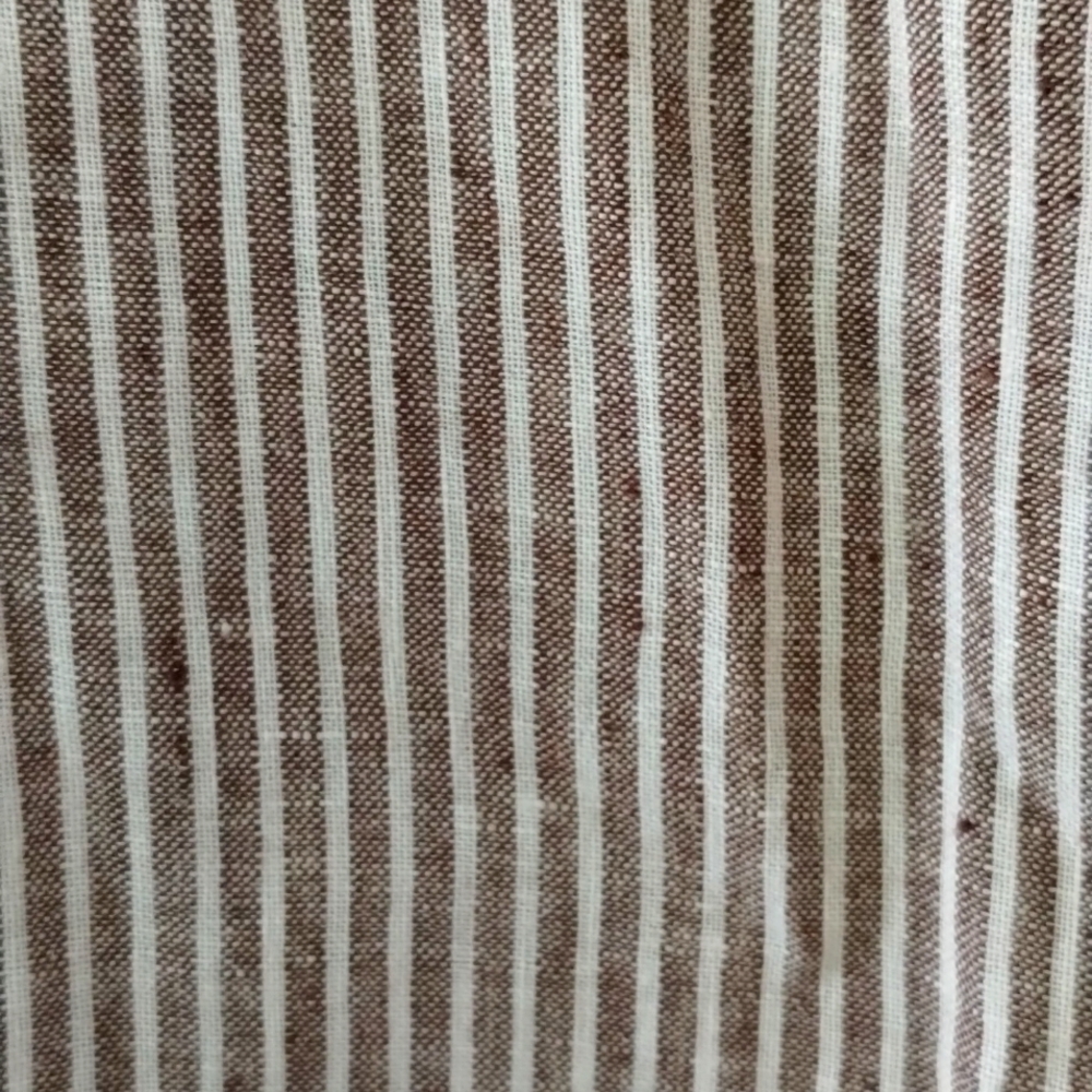 Size Small Tahari 100% Linen Brown And White Striped L/S Shirt Dress - Picture 2 of 12